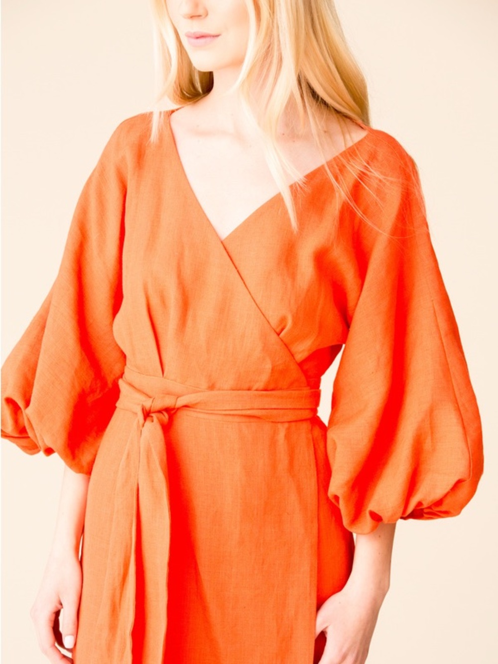 Nwot Mara Hoffman francesca wrap Dress in poppy with Balloon Sleeves